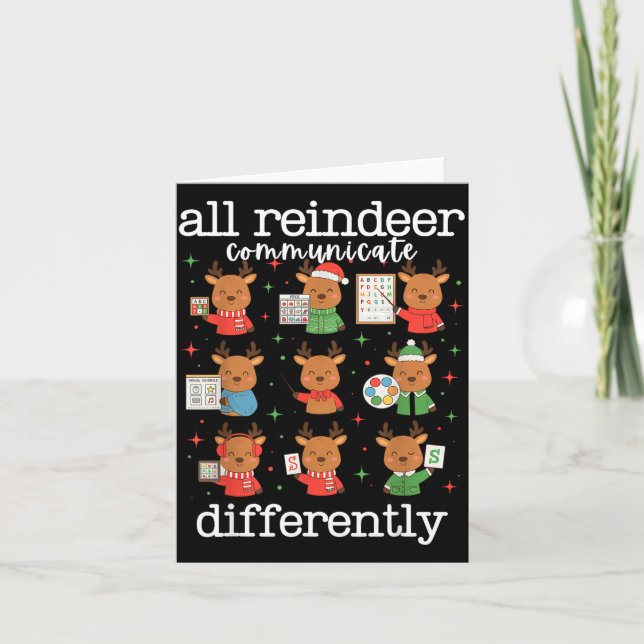 All Reindeer Communicate Differently Xmas Autism A Karte (Vorderseite)