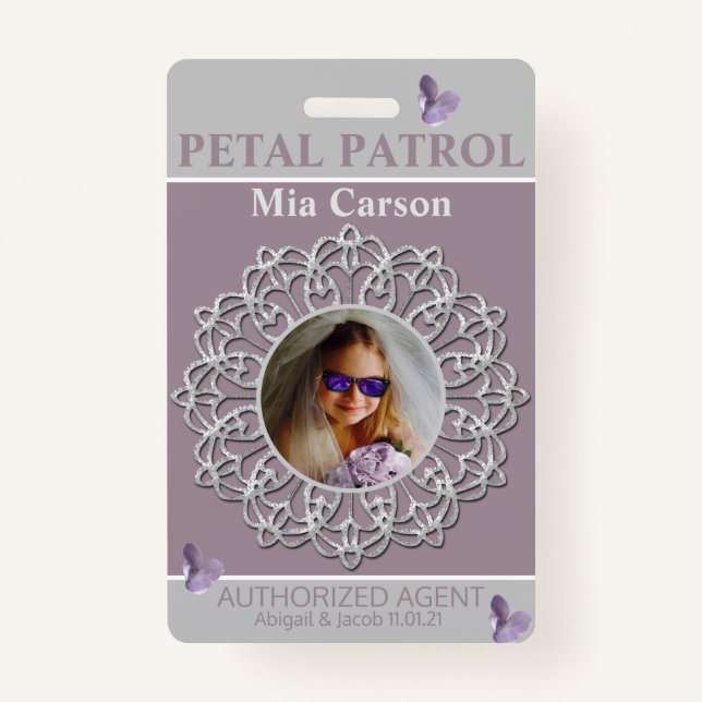 All Season Lilac Petal Patrol Flower Girl Abzeiche Ausweis (Vorderseite)