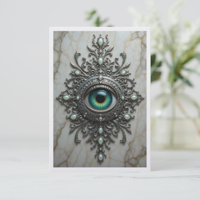 All Seeing Eye Brooch Card Dankeskarte (Stehend Vorderseite)