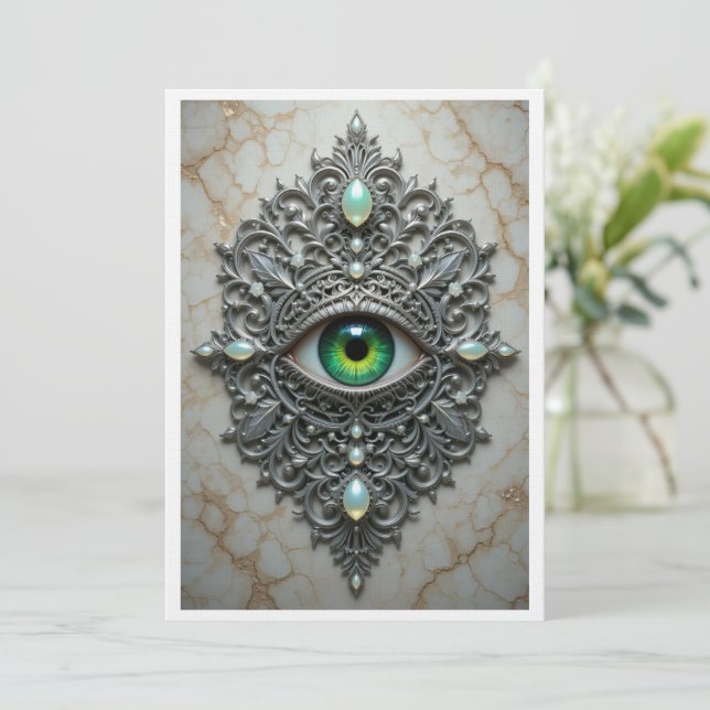 All Seeing Eye Brooch Card Dankeskarte (Stehend Vorderseite)