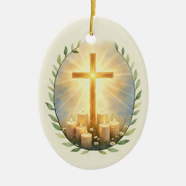 All Souls Day Feast Blessings with Cross Candles Keramik Ornament (Vorne)