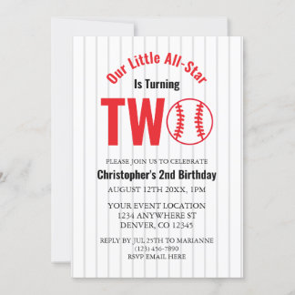 All-Star Baseball 2. Geburtstag Einladung