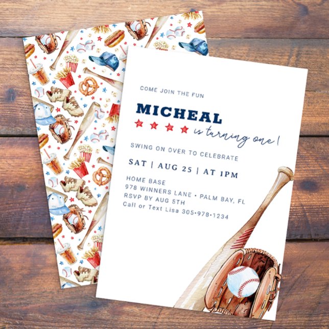 All-Star Baseball Geburtstagsparty Einladung (Modern Baseball Birthday Invitation)