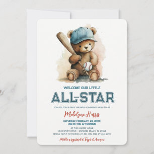 All Star Baseball Teddy Bear Junge Sport Baby Show Einladung