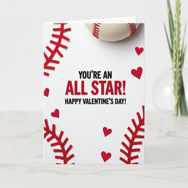 All Star Baseball Valentine Card Karte (Vorderseite)