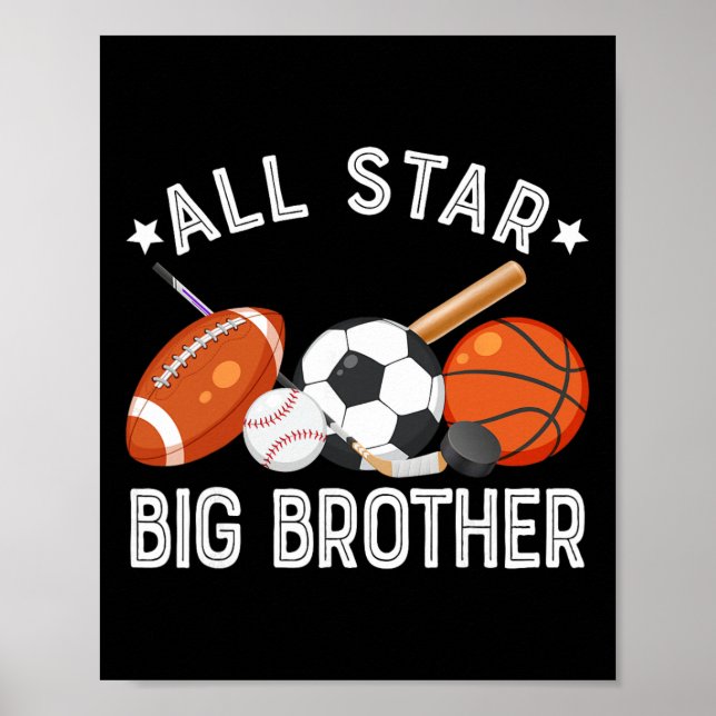 All Star Big Brother Of The Birthday Sketll Soccer Poster (Vorne)
