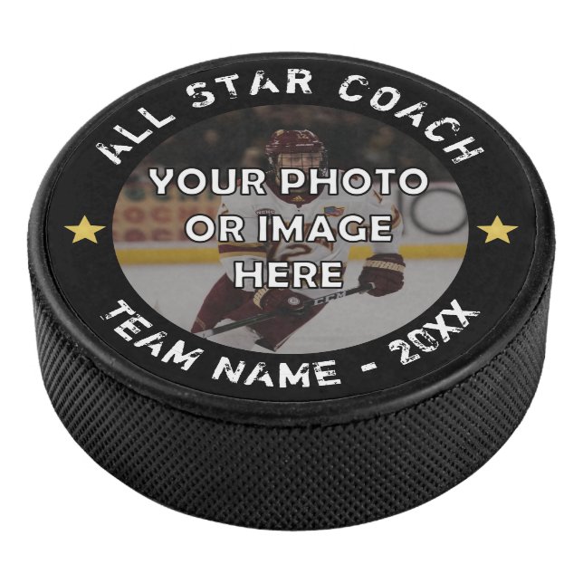 ALL STAR COACH Foto Text und Farbe Eishockey Puck (3/4)