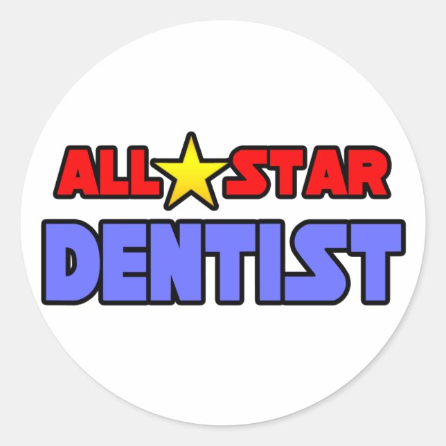 All Star Dentist Runder Aufkleber (Vorderseite)