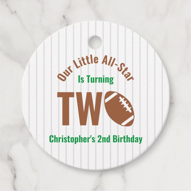 All-Star Fußball 2. Geburtstag Geschenkanhänger (Vorderseite)