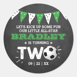 All-Star Fußball Ball 2. Geburtstag Gastgeschenk Runder Aufkleber