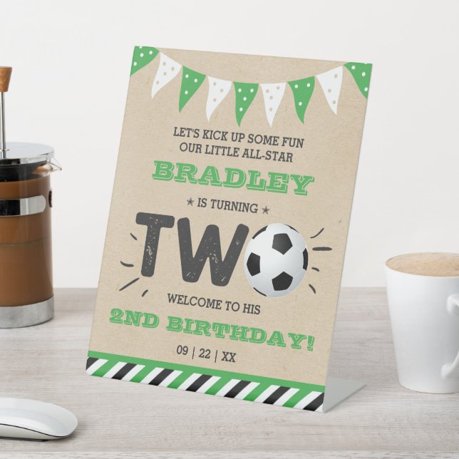 All-Star Fußball Ball 2. Geburtstag Willkommen Sockelschild (In SItu)