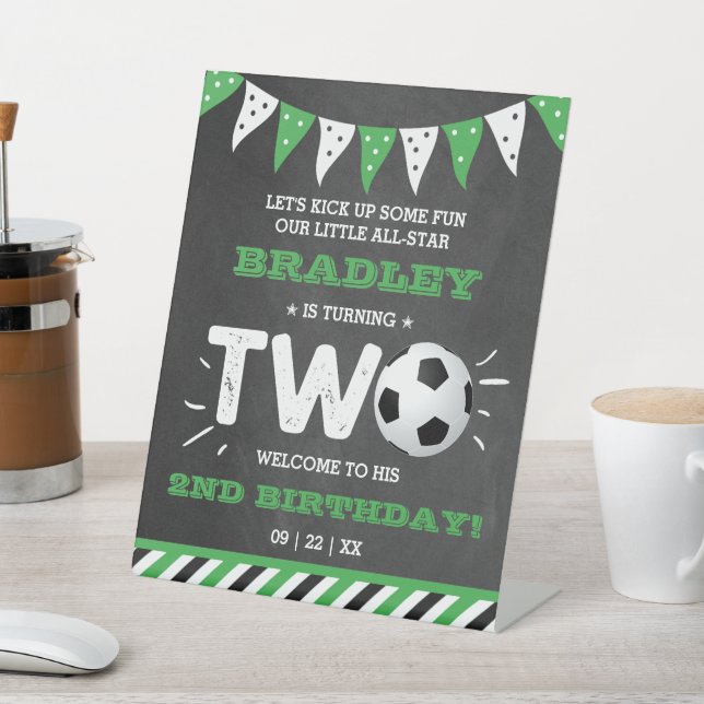 All-Star Fußball Ball 2. Geburtstag Willkommen Sockelschild (In SItu)