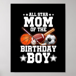 All Star Mama des Geburtstagsjungen Sketll Fußball Poster