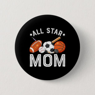 All-Star-Mutter des Geburtstagsjungen Sketll Fußba Button