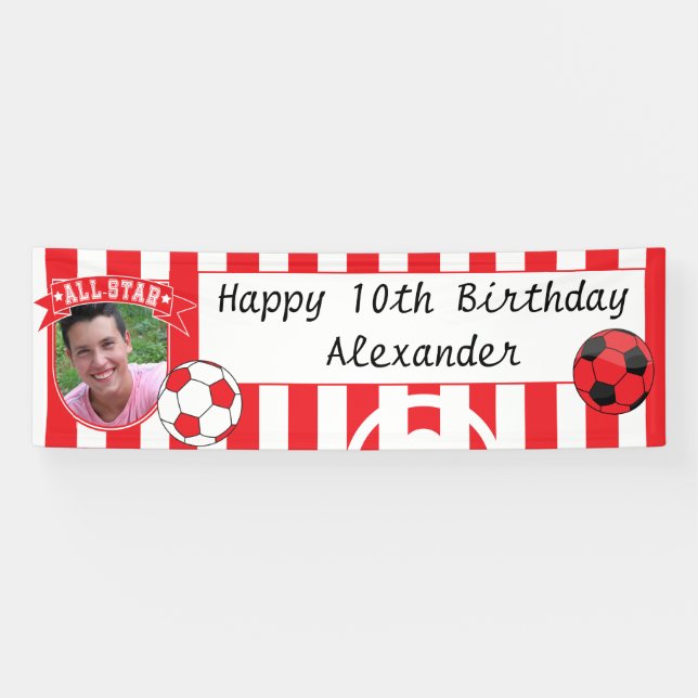 All Star Occasion Soccer Banner - Rot & Weiß (Horizontal)