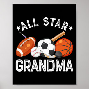 All Star Oma des Geburtstagsjungen Sketll Fußball Poster