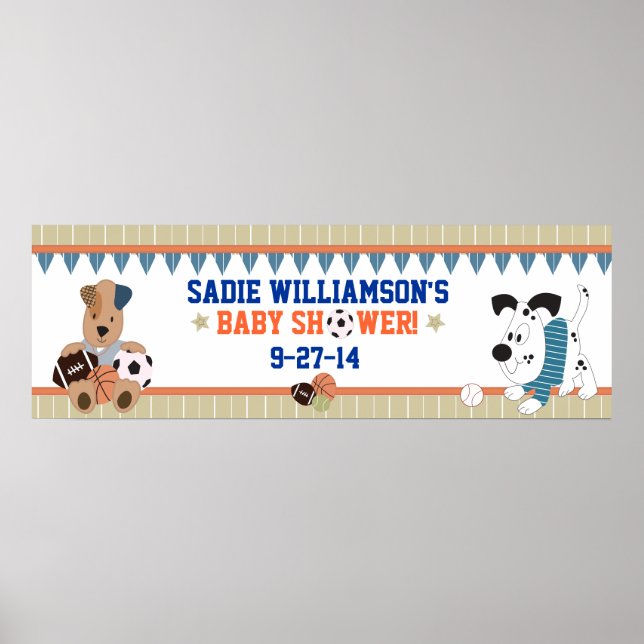 All-Star Puppies Baby Shower Banner Poster (Vorne)