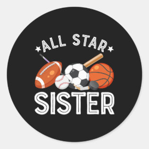 All-Star-Schwester des Geburtstagsjungen Sketll Fu Runder Aufkleber