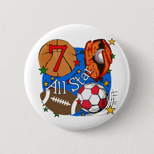 All Star-Sport-7. Geburtstags-T-Shirts und Button