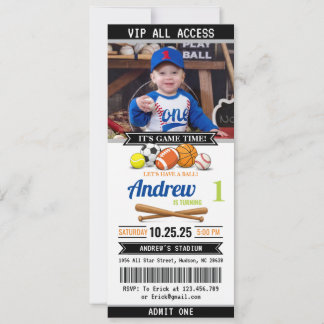 All-Star-Sport-Ticket-Geburtstagseinladung Einladung