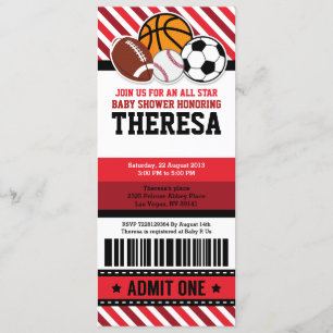 All Star Sport Ticket Pass Kinderdusche Einladung