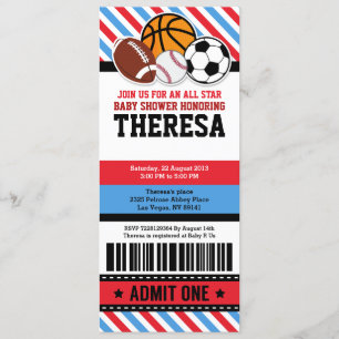 All Star Sport Ticket Pass Kinderdusche Einladung