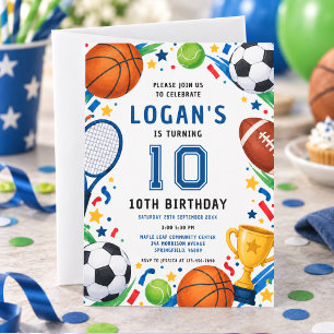 All Star Sports 10. Geburtstag Jungenparty Einladung