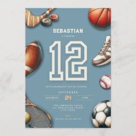 All Star Sports 12th Birthday Invitation for Boys Einladung