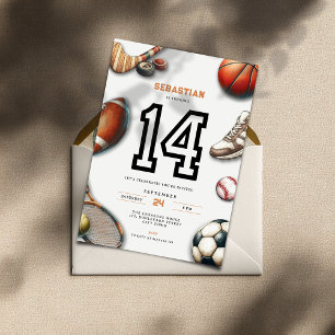 All Star Sports 14. Geburtstagseinladung für Junge Einladung