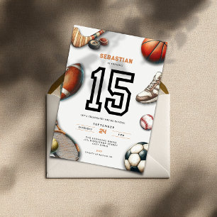 All Star Sports 15. Geburtstagseinladung für Junge Einladung