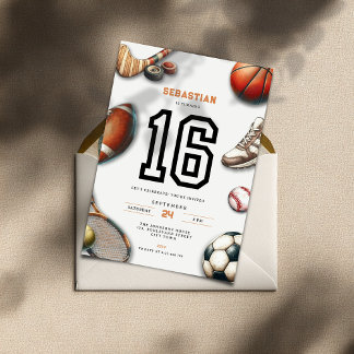 All Star Sports 16. Geburtstagseinladung für Junge Einladung