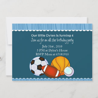 All Star Sports Birday Party Einladung