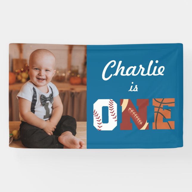 All-Star Sports First Birthday Foto Banner (Horizontal)