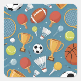 All-Star Sports Medley Party Quadratischer Aufkleber