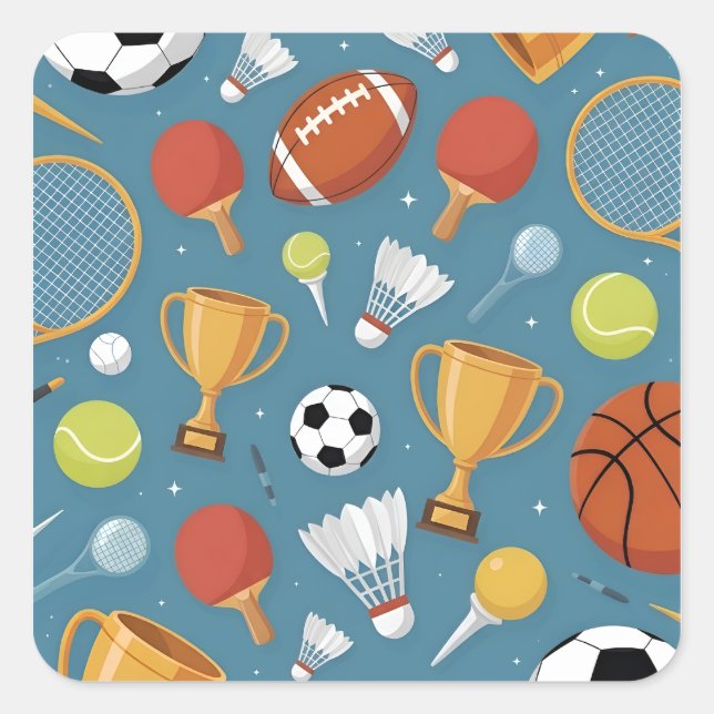All-Star Sports Medley Party Quadratischer Aufkleber (Vorderseite)
