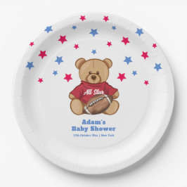 All Star Teddy Bear Football Sport Baby Shower Pappteller