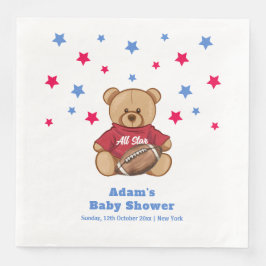 All Star Teddy Bear Football Sport Baby Shower Serviette