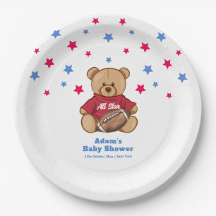 All Star Teddy Bear Fußball Sport Baby Shower Pappteller