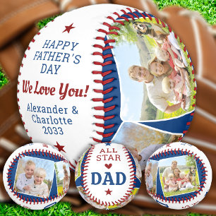 All Star VATER Custom 4 Foto Happy Vatertag Baseball