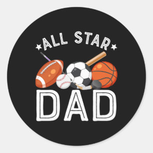 All Star Vater des Geburtstagsjungen Sketll Fußbal Runder Aufkleber