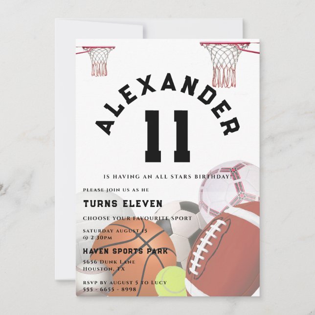 All Stars Kids Birthday Party Einladung (Vorderseite)