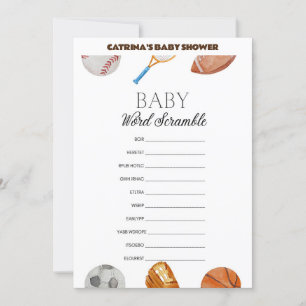 All Stars Sports Baby Dusche - bestellbarer Name, Einladung