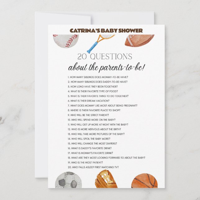 All Stars Sports Baby Dusche - bestellbarer Name,  Einladung (Vorderseite)