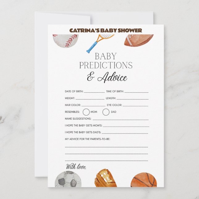 All Stars Sports Baby Dusche - bestellbarer Name,  Einladung (Vorderseite)