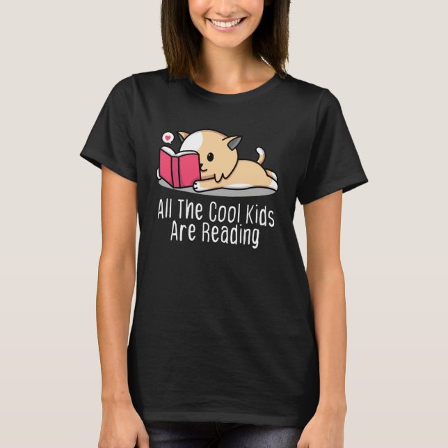 All the Cool Kids are Reading Book Cat T-Shirt (Vorderseite)
