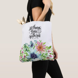 All things grow with love bolso de tela con flores