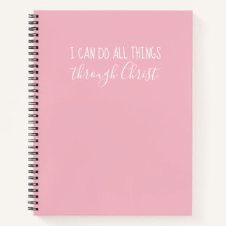 "All Things Through Christ" rosa Notebook Notizbuch