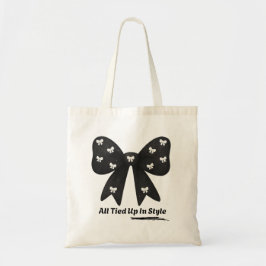 All Tied Up In Style Tote Bag – Elegant Black Bow Tragetasche