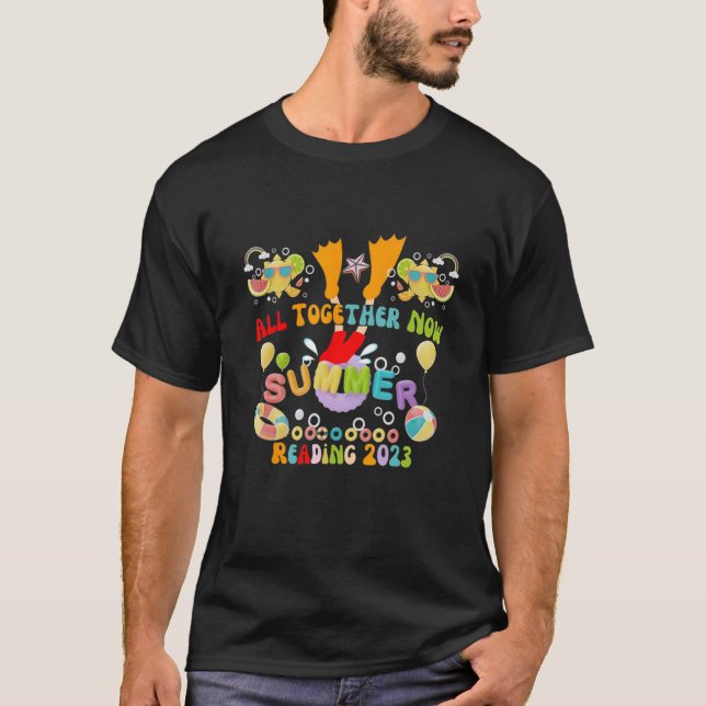 All Together Now Summer Reading 2023 Book Kids Cat T-Shirt (Vorderseite)