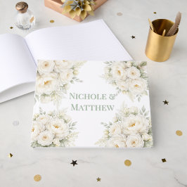 All White Floral Wedding Gästebuch